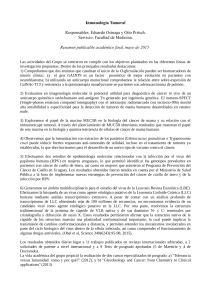 Inmunología Tumoral Responsables: Eduardo Osinaga y