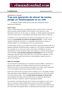 Tras una operación de cáncer de mama, ponga un fisioterapeuta en