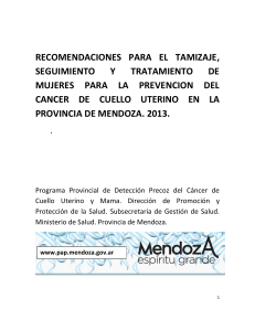 RECOMENDACIONES PARA EL TAMIZAJE, SEGUIMIENTO Y