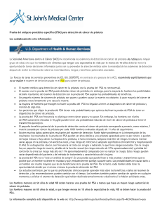 Prueba del antígeno prostático específico (PSA) para detección de