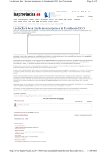 La doctora Ana Lluch se incorpora a la Fundación ECO