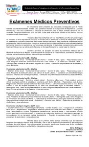 Ex&aacute;menes M&eacute;dicos Preventivos