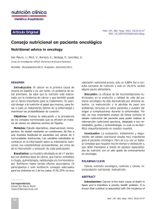 Consejo nutricional en paciente oncol&oacute;gico