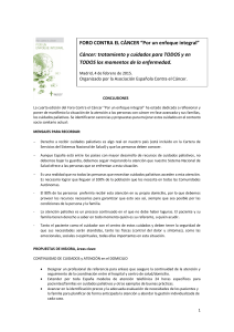 FORO CONTRA EL C&Aacute;NCER &ldquo;Por un enfoque integral&rdquo; C&aacute;ncer