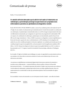 Un estudio de Roche demuestra que la adición de Avastin al