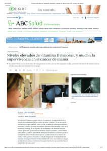 Niveles elevados de vitamina D mejoran, y mucho, la supervivencia