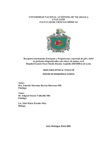 Receptores hormonales Estrgeno y Progesterona, p53 y Ki67 en