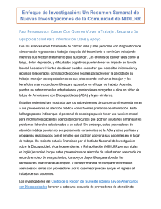 Para Personas con C&aacute;ncer Que Quieren Volver a Trabajar, Recurra