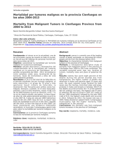 Mortalidad por tumores malignos en la provincia Cienfuegos en los