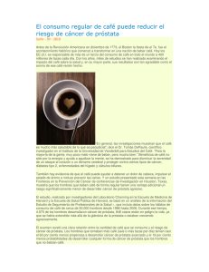 El consumo regular de café puede reducir el riesgo de cáncer de