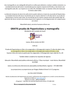 GRATIS prueba de Papanicolaou y mamograf&iacute;a