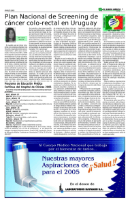Plan Nacional de Screening de c&aacute;ncer colo-rectal en Uruguay