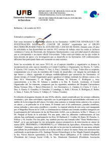 Bellaterra, 1 de octubre de 2015. Estimado/a - GMECM