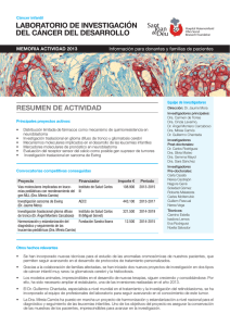 laboratorio de investigaci&oacute;n del c&aacute;ncer del desarrollo