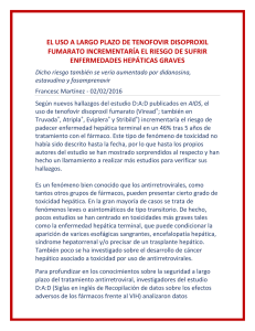 el uso a largo plazo de tenofovir disoproxil fumarato incrementar&iacute;a