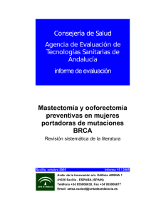 Mastectomía y ooforectomía preventivas en mujeres portadoras de