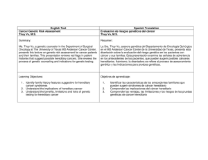 English Text Spanish Translation Cancer Genetic Risk Assessment