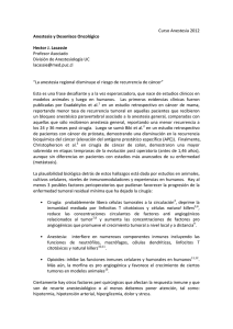 Curso Anestesia 2012 Anestesia y Desenlace Oncológico Hector J