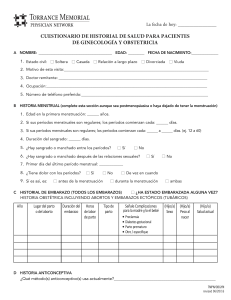 cuestionario de historial de salud para pacientes de ginecolog&iacute;a y