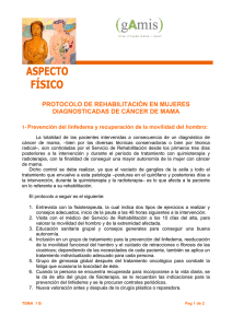 protocolo de rehabilitaci&oacute;n en mujeres diagnosticadas de c&aacute;ncer de
