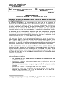 Farmacovigilancia. Inhibidores de FNT y riesgo de infecciones