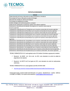 PORTAFOLIO BIOINSUMOS Determinación de Pureza y Recuento