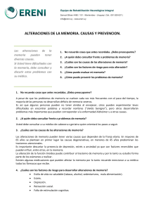 alteraciones de la memoria. causas y prevencion.