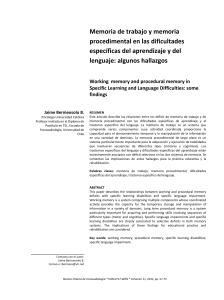 Memoria de trabajo y memoria procedimental en las dificultades