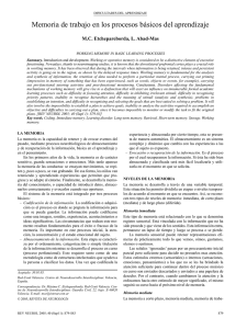 Memoria de trabajo en los procesos básicos del aprendizaje