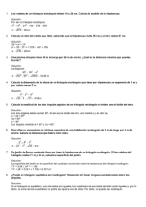 1 Los catetos de un triángulo rectángulo miden 10 y 24 cm. Calcula