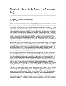 El atributo divino de As Salam (La Fuente de Paz)