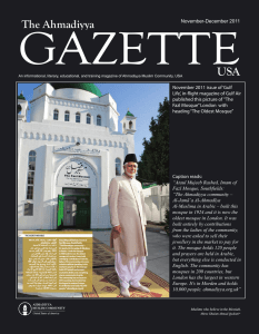 The Ahmadiyya - Ahmadiyya Gazette USA