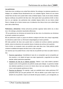 Las particiones de disco - Prof. Carolina Quinodóz