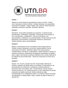 Unidad l Repasar los conocimientos de termodinámica vistos en el