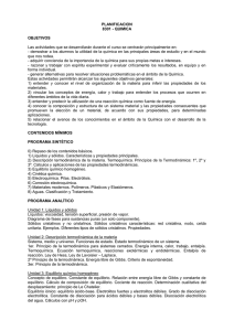 PLANIFICACION 8301 - QUIMICA OBJETIVOS Las actividades que