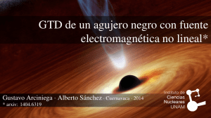 GTD de un agujero negro cargado con fuente no lineal