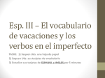 Esp. III – El vocabulario de vacaciones y los verbos en el imperfecto