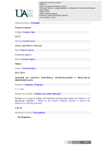 ASIGNATURA / COURSE Temas de sintaxis Código / Course Code