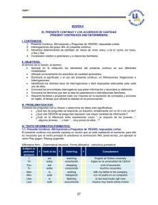 SESIÓN 6 EL PRESENTE CONTINUO Y LOS ACUERDOS DE