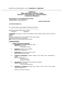 SEMANA 09 TEMA: ENUNCIADO: ORACIÓN Y FRASE NÚCLEOS