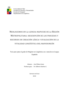 neologismos en la lengua mapuche de la región metropolitana