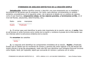 ITINERARIO DE ANÁLISIS SINTÁCTICO DE LA
