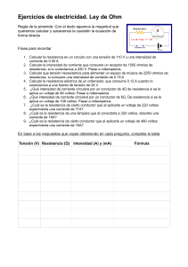 Ejercicios de electricidad. Ley de Ohm