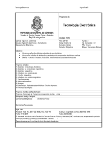 Tecnología Electrónica - Facultad de Ciencias Exactas, Físicas y