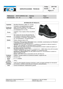 ESPECIFICACIONES TÉCNICAS Referencia BOTA