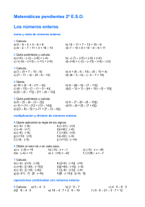 Matemáticas pendientes 2º E.S.O. Los números enteros