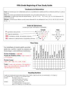 Fifth Grade Beginning of Year Study Guide Spanish