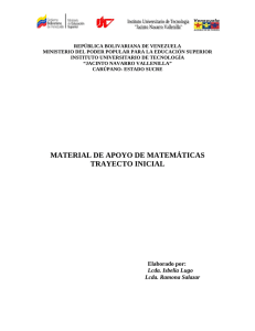 Material de apoyo de Matemáticas Trayecto Inicial Lcda. Ramona