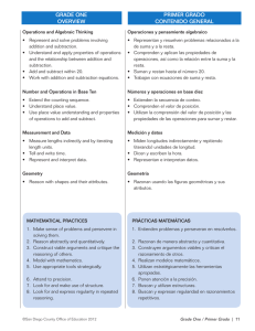 PRIMER GRADO CONTENIDO GENERAL GRADE ONE OVERVIEW