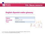 English–Spanish maths glossary EAL Nexus resource